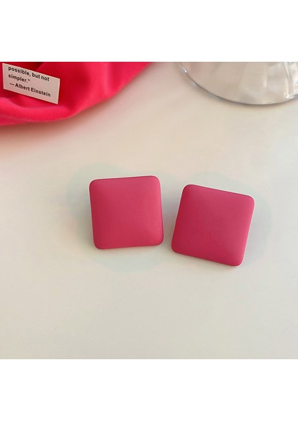 Pembe Geometrik Kalp Küpeler, Moda Sade Küpeler (Yurt Dışından)
