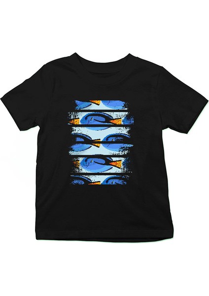 Tang Cerrah Balığı Siyah Unisex Çocuk Tişört T-Shirt