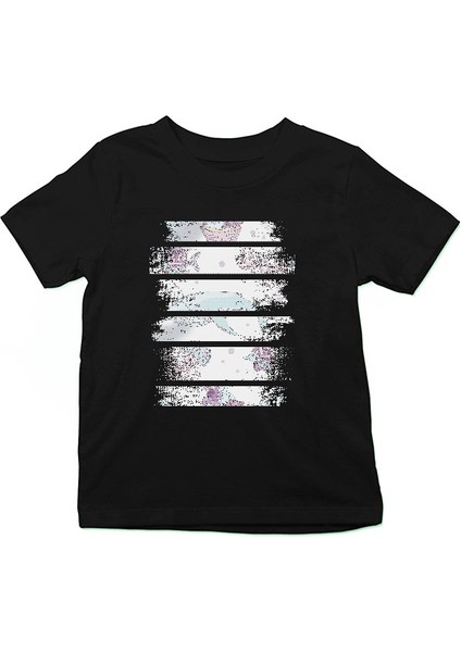 Balina Pullu Balık Pulu Siyah Unisex Çocuk Tişört T-Shirt