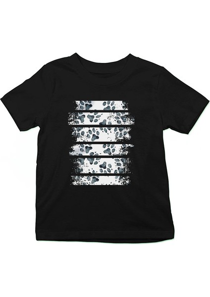 Sevimli Köpek Patisi Siyah Unisex Çocuk Tişört T-Shirt