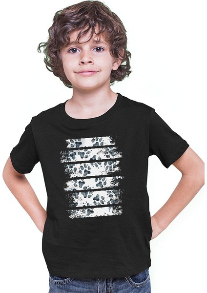 Sevimli Köpek Patisi Siyah Unisex Çocuk Tişört T-Shirt modelleri