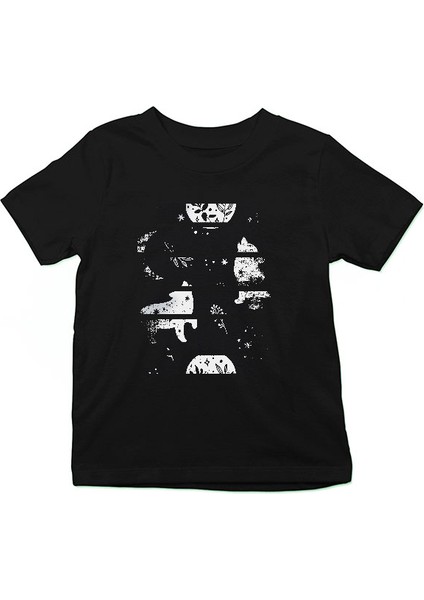 Uluyan Kurt Siyah Unisex Çocuk Tişört T-Shirt