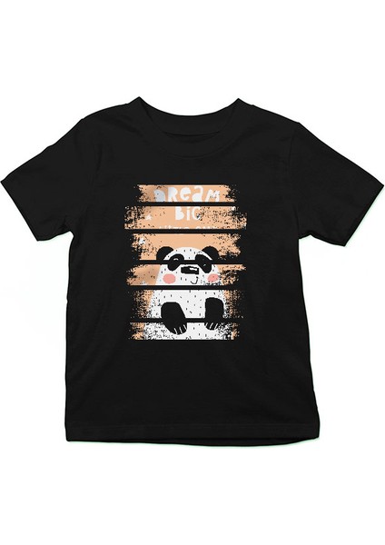 Panda Büyük Hayaller Siyah Unisex Çocuk Tişört T-Shirt