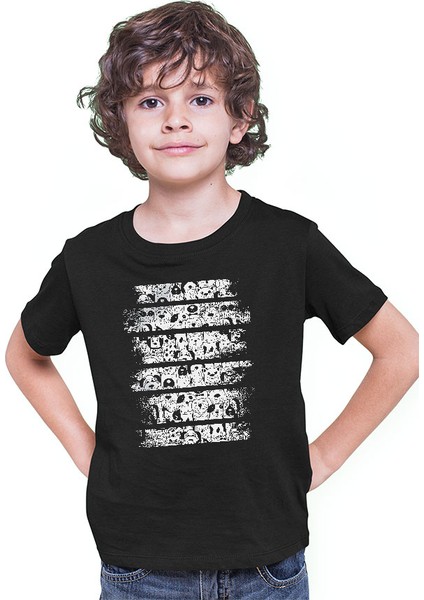 Sevimli Köpekler Siyah Unisex Çocuk Tişört T-Shirt modelleri