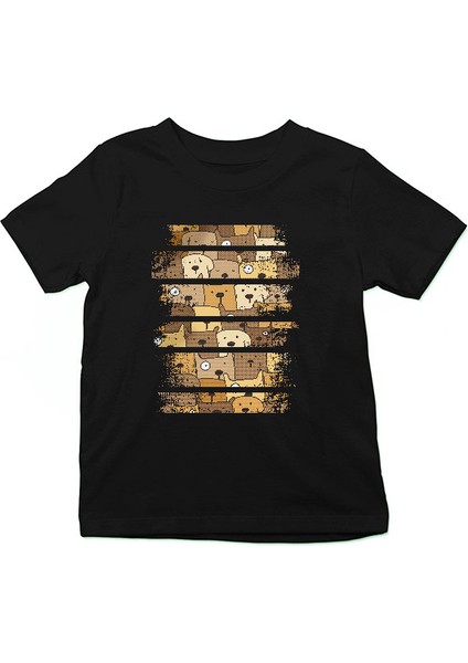 Cool Köpekler Siyah Unisex Çocuk Tişört T-Shirt