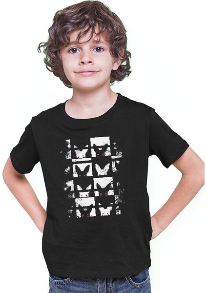 Siyah Beyaz Tavşan Siyah Unisex Çocuk Tişört T-Shirt modelleri