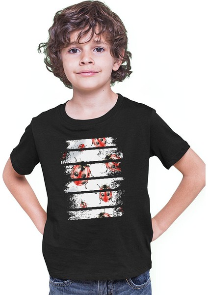 Uğur Böceği Siyah Unisex Çocuk Tişört T-Shirt