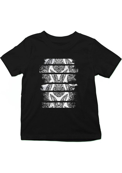 Desenli Tavşan Siyah Unisex Çocuk Tişört T-Shirt