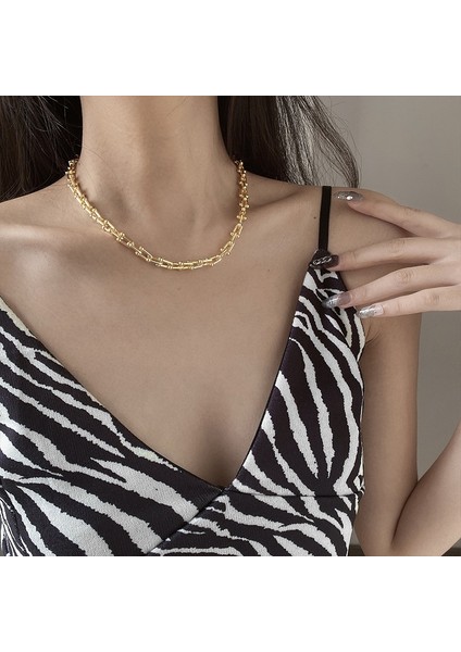 Ins Stil Kolye U Şeklinde Köprücük Kemiği Zincir (Yurt Dışından)