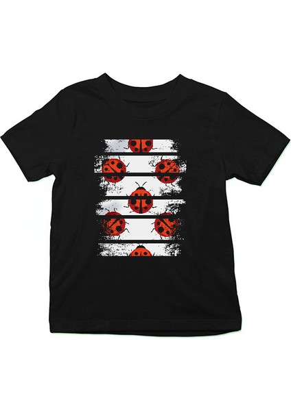 Uğur Böceği Siyah Unisex Çocuk Tişört T-Shirt