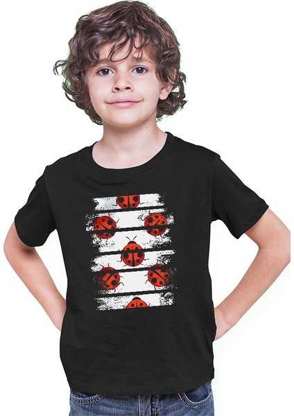 Uğur Böceği Siyah Unisex Çocuk Tişört T-Shirt modelleri