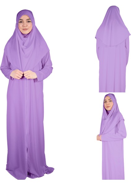 Lila Fermuarlı Namaz Elbisesi2