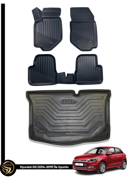 Hyundai I20 3D Havuzlu Oto Paspas 2014-2019 + Bagaj Havuzu Lila Ikili Set
