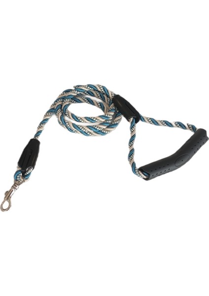 Üçlü Sarmallı Köpek Gezdirme Halatı 1 cm - 120 cm Mavi Beyaz