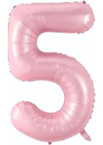 5 Açık Pembe Renk Rakam Folyo Balon 80 cm
