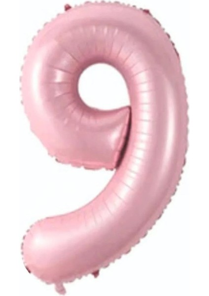 9 Açık Pembe Renk Rakam Folyo Balon 80 cm