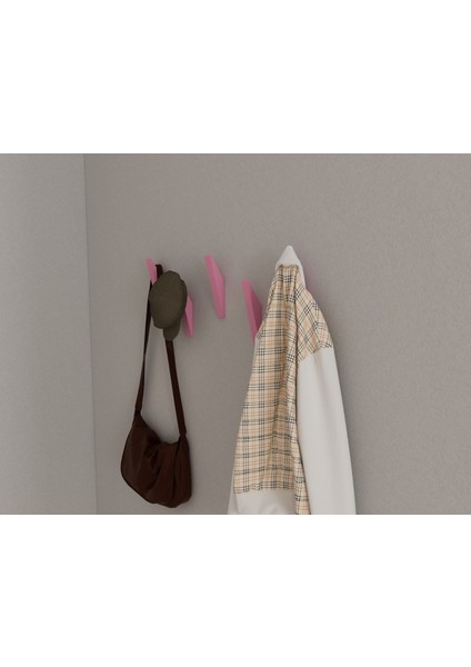 Modern Duvar Kanca Askılık - 5 Adet Pembe Askılık - Model 104 fiyatları