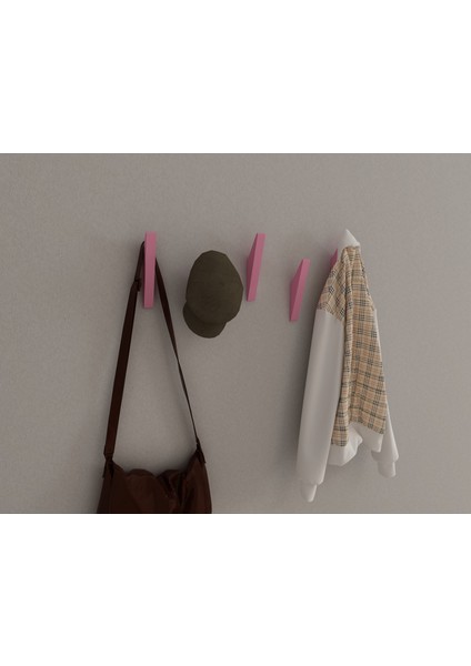 Modern Duvar Kanca Askılık - 5 Adet Pembe Askılık - Model 104 modelleri