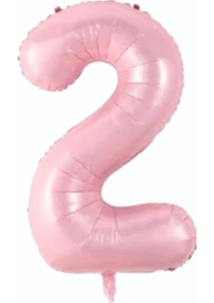 2 Açık Pembe Renk Rakam Folyo Balon 80 cm