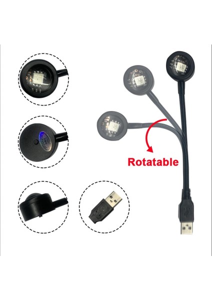 Sge Teknoloji USB LED 7 Renk 14 Mod Projektör Lambası Fotoğraf ve Video Çekim Işığı Dekoratif Işık