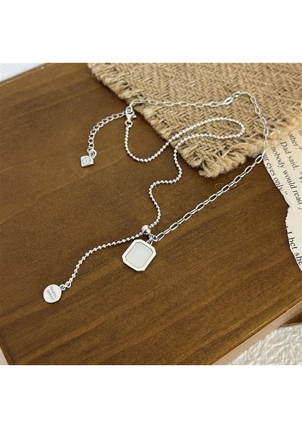 S925 Gümüş Beyaz Sedef Çekmeli Kolye (Yurt Dışından) fiyatları