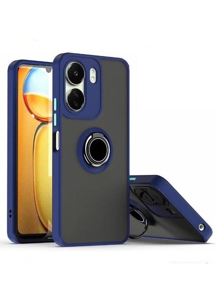 Xiaomi Poco C65 Kılıf Montreal Yüzüklü Mıknatıslı Kamera Korumalı Silikon Lacivert