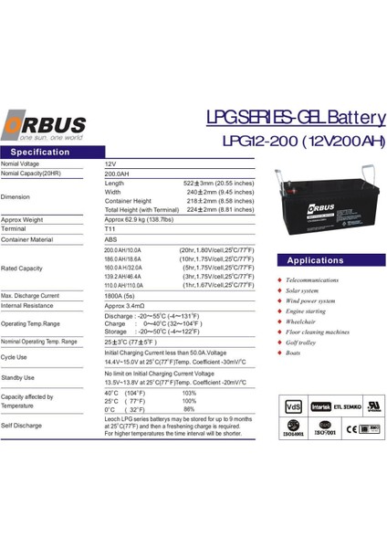 200 Ah Jel Akü modelleri