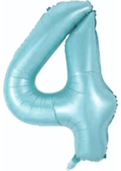 4 Açık Mavi Renk Rakam Folyo Balon 80 cm