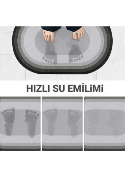 Banyo Paspası Süper Su Emici Kaymaz Tabanlı Paspas Banyo Paspası Abdest Mutfak Paspası (58X38CM) Siyah Gri Renk Yazısız Model fiyatları