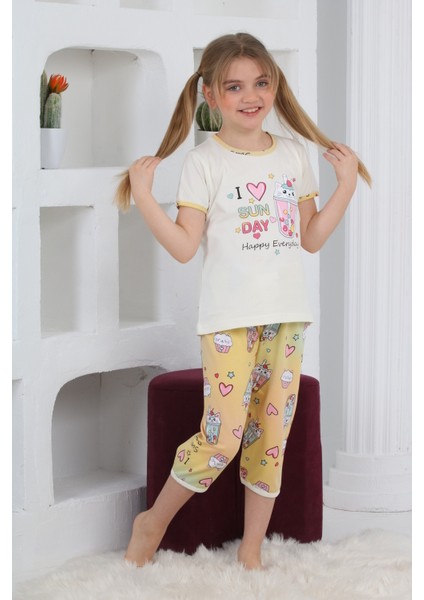 Kapi Kids Kız Çocuk Kaprili-Baskılı Pijama Takımı 3-11 Yaş 6083-84