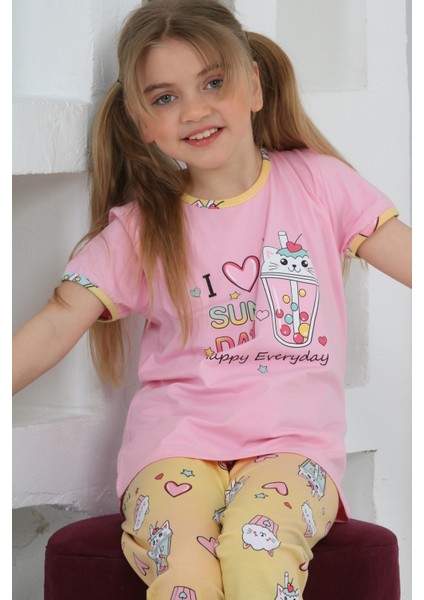 Kapi Kids Kız Çocuk Kaprili-Baskılı Pijama Takımı 3-11 Yaş 6083-84