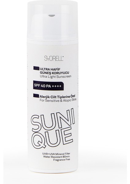 Sunique Alerjik Ciltlere Özel Güneş Koruyucu Krem 40 Spf