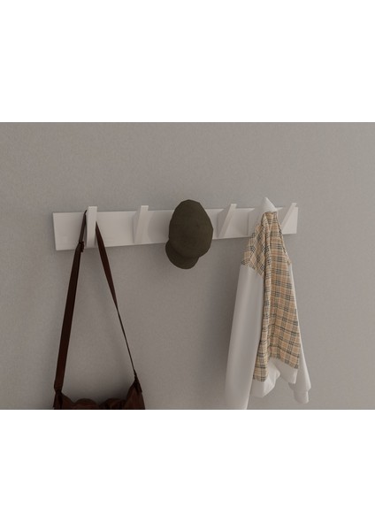 Modern Duvar Kanca Askılık - 6 Adet Beyaz Askılık - 70 cm Beyaz Mdflam - Model 105 modelleri