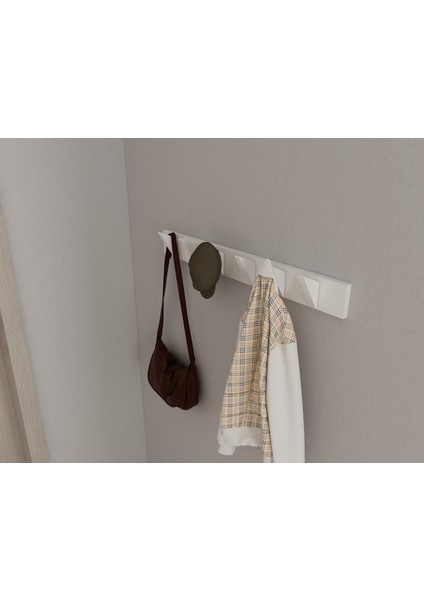 Modern Duvar Kanca Askılık - 6 Adet Beyaz Askılık - 70 cm Beyaz Mdflam - Model 105 indirimleri