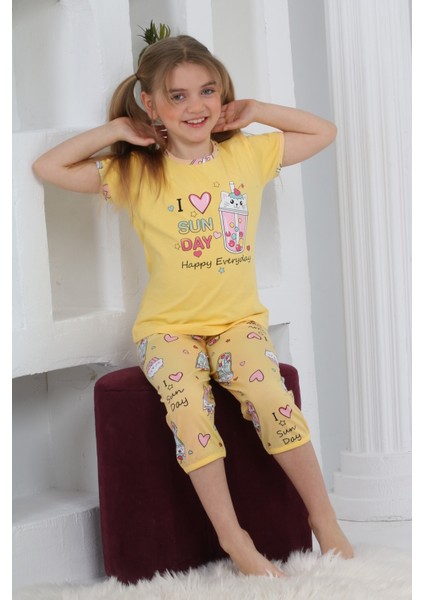 Kapi Kids Kız Çocuk Kaprili-Baskılı Pijama Takımı 3-11 Yaş 6083-84