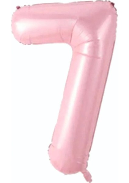 7 Açık Pembe Renk Rakam Folyo Balon 80 cm