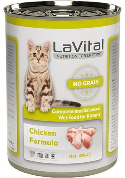 LaVital Kitten Tahılsız Tavuklu Yavru Kedi Konservesi 400 Gr