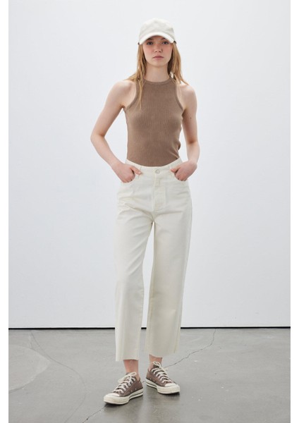 1965 Straıght Denim Pantolon Ekru modelleri