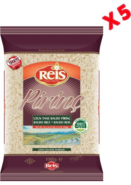 Gıda Bakliyat 5 kg Gönen Baldo Pirinç 5 x 1 kg Baldo Rice Uzun Tane