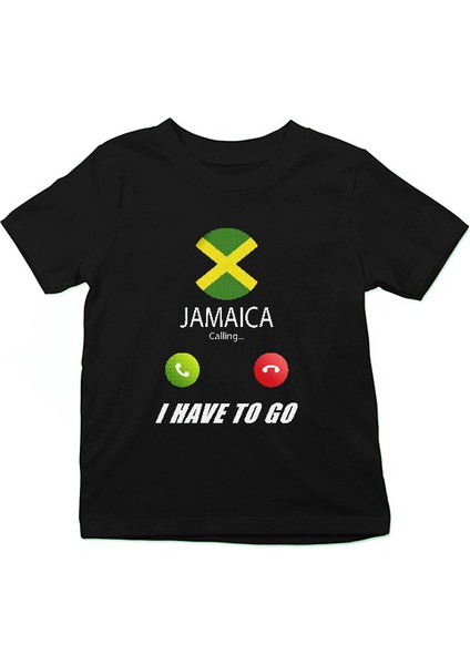 Jamaika Siyah Unisex Çocuk Tişört T-Shirt