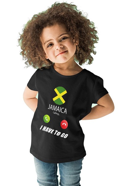 Jamaika Siyah Unisex Çocuk Tişört T-Shirt fiyatları