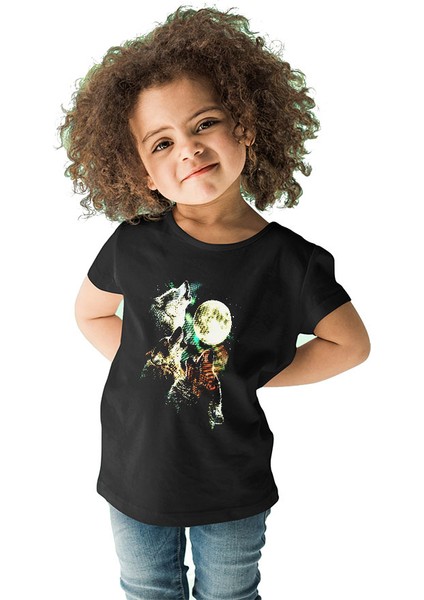 Kurtlar Siyah Unisex Çocuk Tişört T-Shirt fiyatları