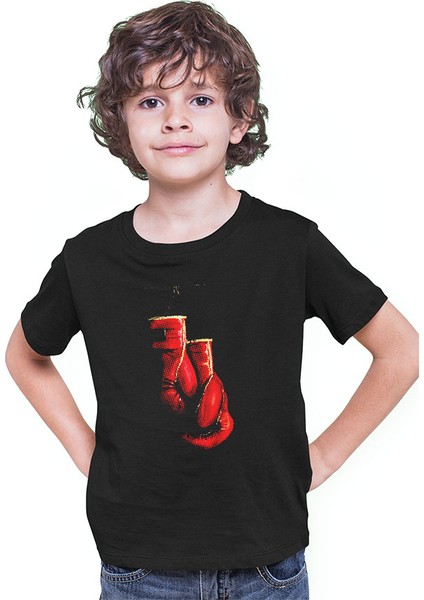 Kick Boks Eldivenleri Siyah Unisex Çocuk Tişört T-Shirt modelleri