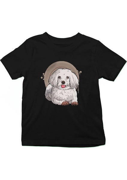 Siyah Poodle Kaniş Siyah Unisex Çocuk Tişört T-Shirt