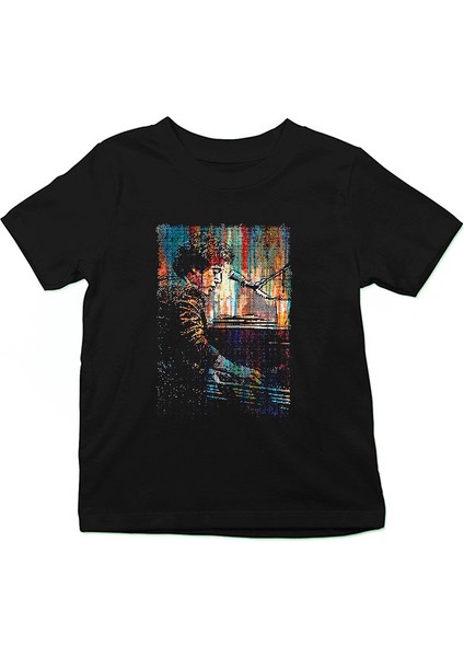 Piyanist Siyah Unisex Çocuk Tişört T-Shirt
