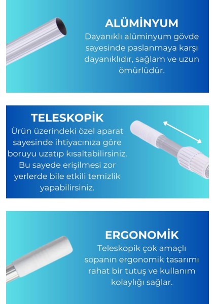 Çok Amaçlı Teleskopik Havuz Temizlik Sopası