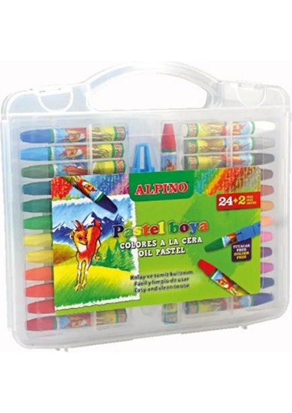 24 Renk Pastel Boya Plastik Çantalı 24 Lü 1 Paket 24 Renk Alpino Pastel Boya