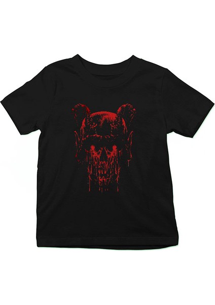 Şeytan Kurukafa Siyah Unisex Çocuk Tişört T-Shirt
