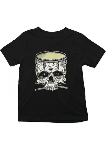 Bateri Kuru Kafa Siyah Unisex Çocuk Tişört T-Shirt