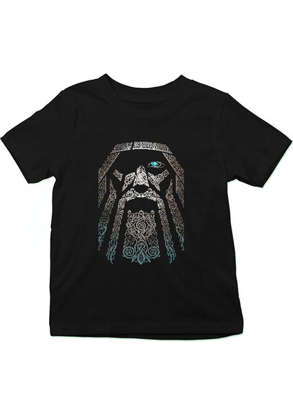 Odin Siyah Unisex Çocuk Tişört T-Shirt